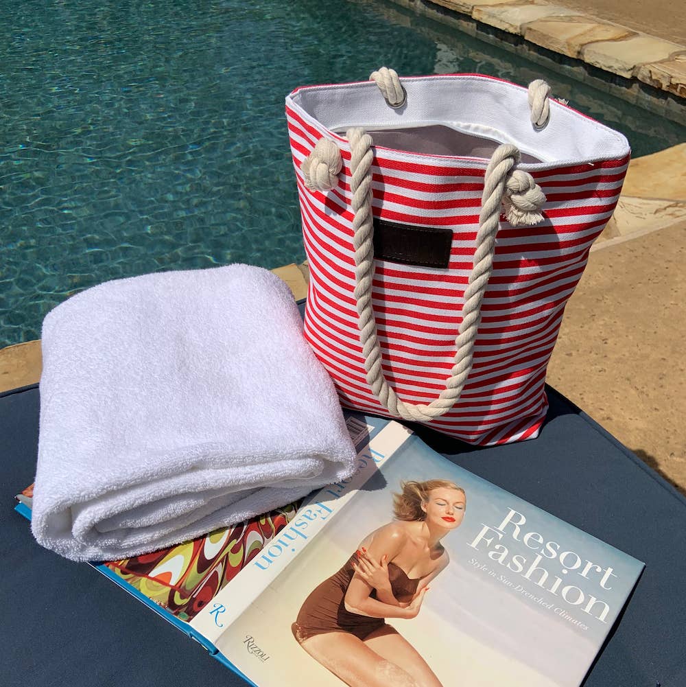 Striped Canvas Tote Bag: Black