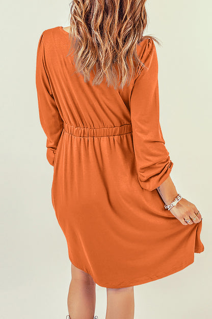 Button Down Long Sleeve Dress with Pockets