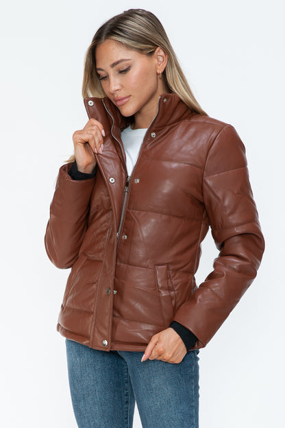 YMI Pocketed Zip Up Turtleneck Puffer Jacket