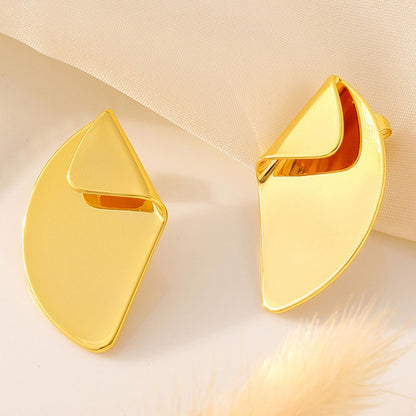 18K Gold-Plated Irregular Fan-Shaped Earrings