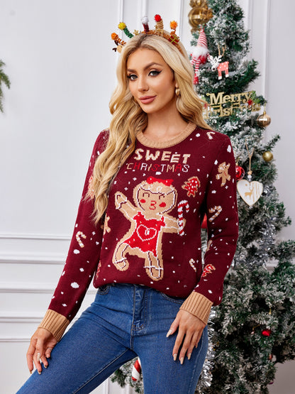 Gingerbread Round Neck Long Sleeve Sweater