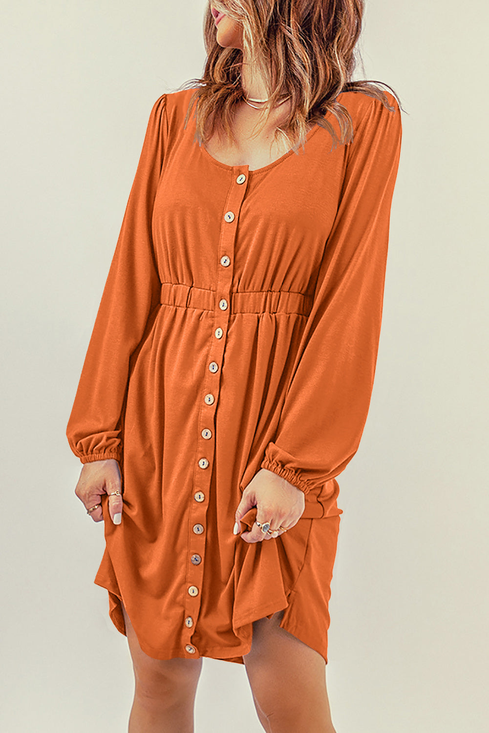 Button Down Long Sleeve Dress with Pockets