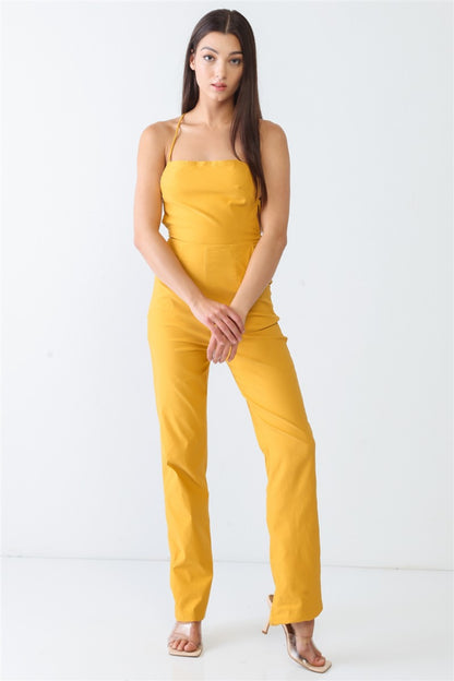 Doreli Group Backless Tied Spaghetti Strap Sleeveless Jumpsuit