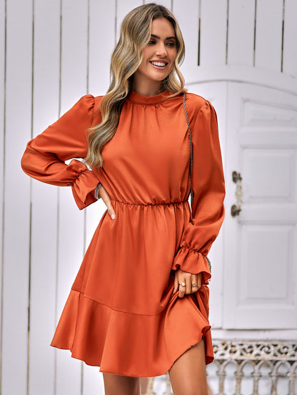 Mock Neck Flounce Sleeve Mini Dress