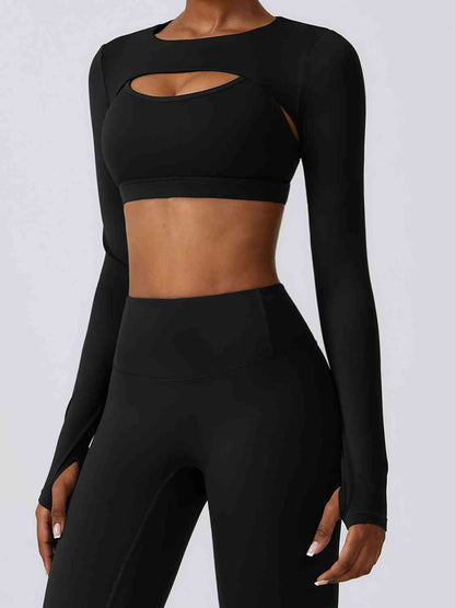 Cropped Cutout Long Sleeve Sports Top