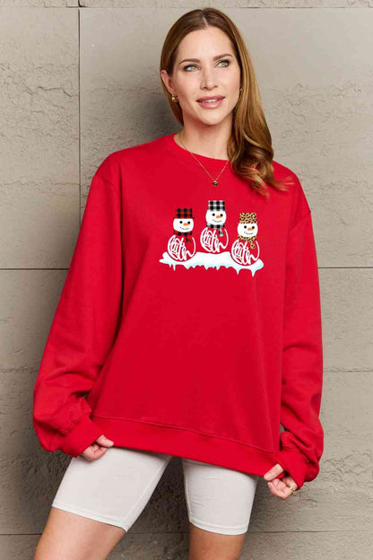 Simply Love Full Size Snowmen Graphic Sweatshirt