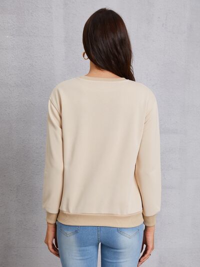 Lucky Clover Round Neck Dropped Shoulder Sweatshirt