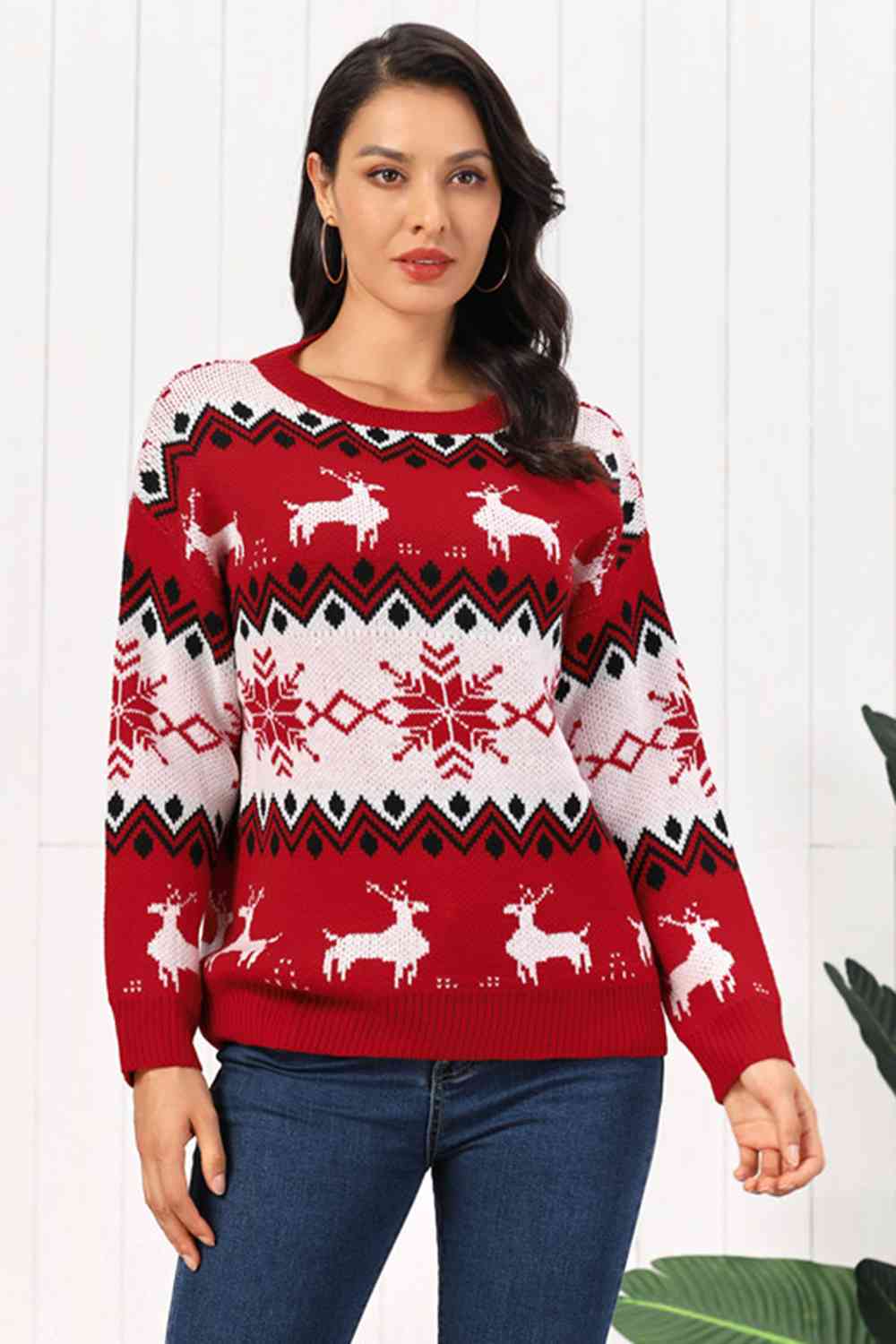 Reindeer Round Neck Sweater